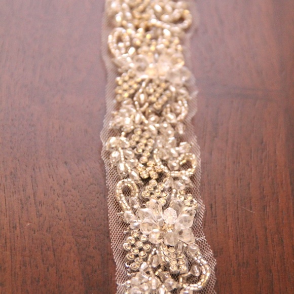 BHLDN Silver beaded and rhinestone sash - Picture 3 of 3